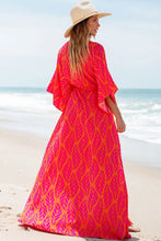 Load image into Gallery viewer, Drawstring Printed V-Neck Maxi Dress