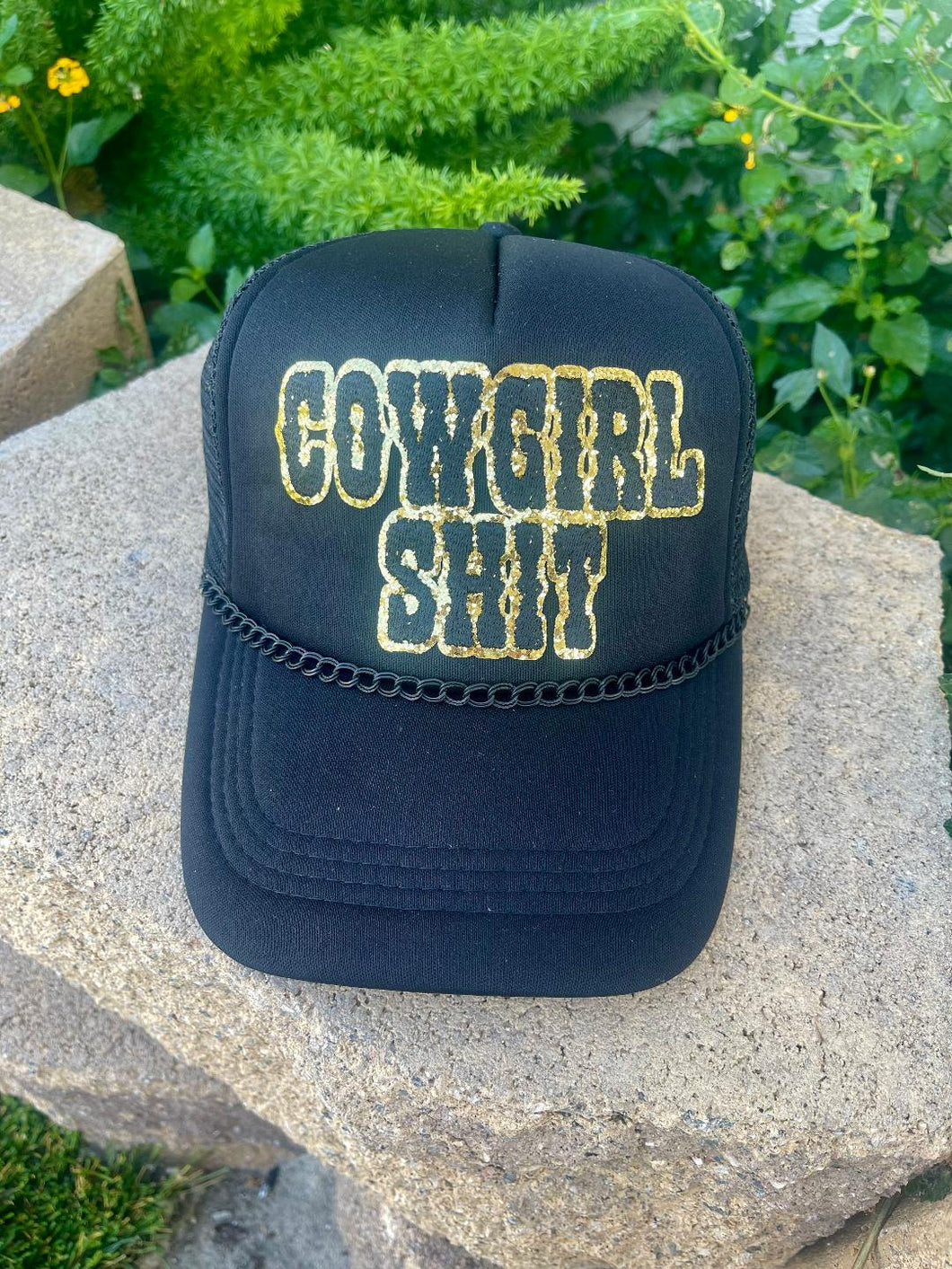 Cowgirl Shit Black Trucker Patch Hat