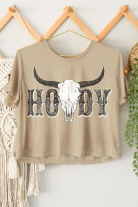 Howdy Cream Crop Graphic Tee