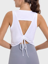 Load image into Gallery viewer, Drawstring Cutout Round Neck Active Tank