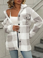 Load image into Gallery viewer, Plaid Dropped Shoulder Long Sleeve Plush Coat