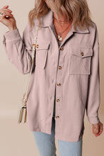 Load image into Gallery viewer, Light Pink Corduroy Flap Pocket Button Up Shacket