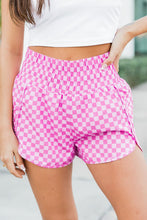 Load image into Gallery viewer, Pink Plaid High Waisted Athletic Shorts