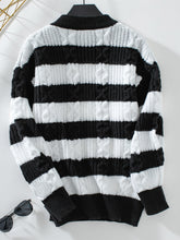 Load image into Gallery viewer, Striped Round Neck Long Sleeve Sweater