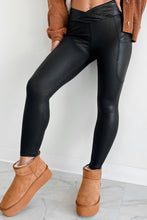 Load image into Gallery viewer, Black V Crossover High Waist Pocketed Leggings