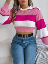 Load image into Gallery viewer, Color Block Round Neck Cropped Sweater