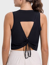 Load image into Gallery viewer, Drawstring Cutout Round Neck Active Tank