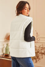 Load image into Gallery viewer, Beige Zipper Stand Neck Oversized Puffer Vest