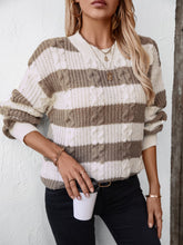 Load image into Gallery viewer, Striped Round Neck Long Sleeve Sweater