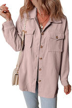 Load image into Gallery viewer, Light Pink Corduroy Flap Pocket Button Up Shacket