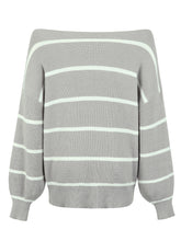 Load image into Gallery viewer, Striped Dropped Shoulder Pullover Sweater