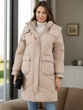 Load image into Gallery viewer, Long Sleeve Longline Hooded Winter Coat with Pockets