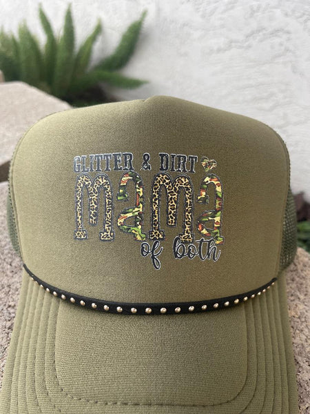 Glitter & Dirt Mama Of Both Trucker Hat