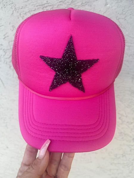 Hot Pink Sparkle Patch Star