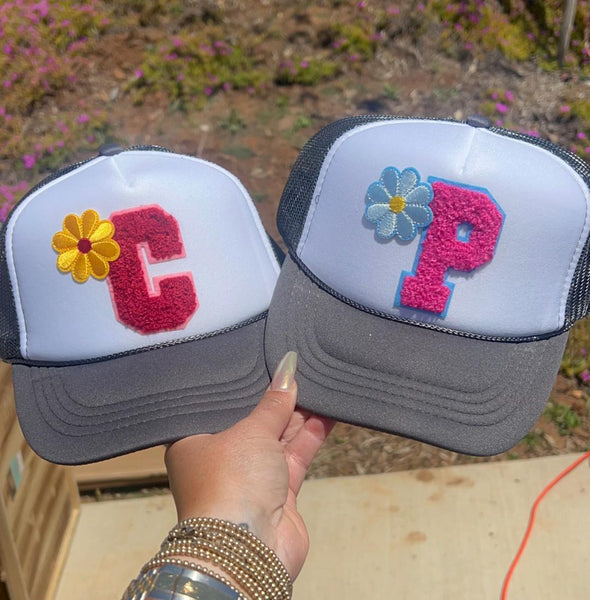 Kids Letter and Flower Patch Hat