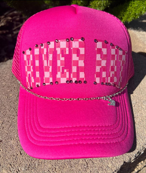 River Rat Checkered Hot Pink Trucker Hat