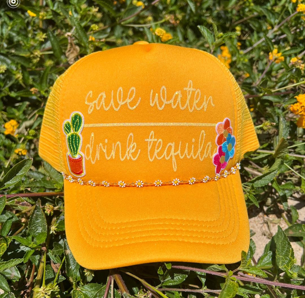 Save Water Drink Tequila Patch Graphic Trucker Hat