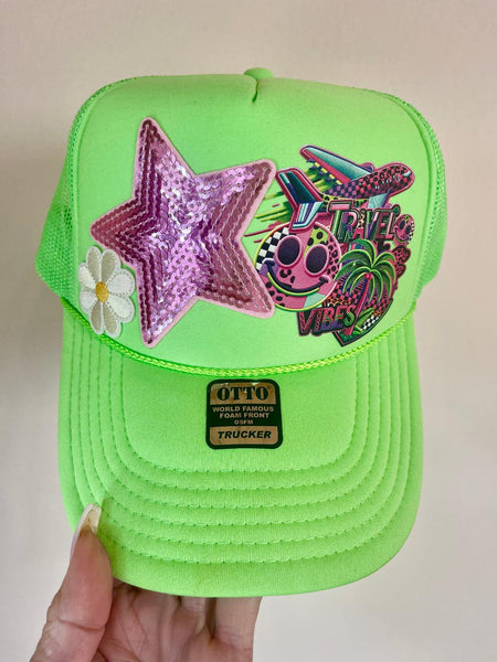 Travel Vibes Graphic and Patch Hat