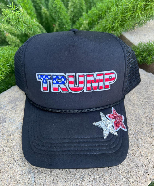 Trump and Star Patch Trucker Hat
