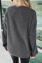 Load image into Gallery viewer, Ribbed Round Neck Long Sleeve Graphic Sweatshirt