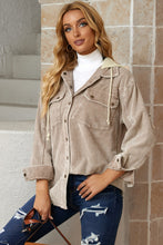 Load image into Gallery viewer, Snap Front Hooded Corduroy Shacket