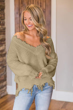 Load image into Gallery viewer, Frayed Hem Dropped Shoulder Sweater