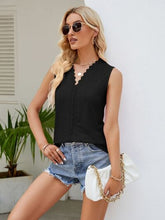 Load image into Gallery viewer, Eyelet Lace Detail V-Neck Tank