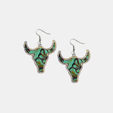 Load image into Gallery viewer, Rhinestone Trim Alloy Bull Earrings