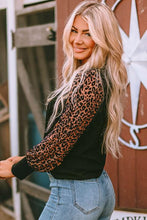 Load image into Gallery viewer, Leopard Print Long Sleeve Ribbed Knit Blouse