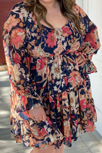 Load image into Gallery viewer, Plus Size Smocked Printed Long Sleeve Dress