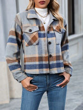 Load image into Gallery viewer, Plaid Button Up Jacket with Pockets