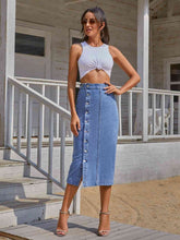 Load image into Gallery viewer, Button Down Denim Skirt