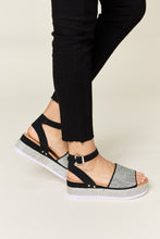 Load image into Gallery viewer, Forever Link Rhinestone Buckle Strappy Wedge Sandals