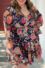 Load image into Gallery viewer, Plus Size Smocked Printed Long Sleeve Dress