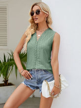 Load image into Gallery viewer, Eyelet Lace Detail V-Neck Tank