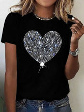 Load image into Gallery viewer, Heart Round Neck Short Sleeve T-Shirt