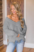 Load image into Gallery viewer, Frayed Hem Dropped Shoulder Sweater