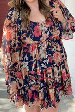 Load image into Gallery viewer, Plus Size Smocked Printed Long Sleeve Dress