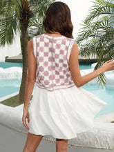 Load image into Gallery viewer, Checkered Open Front Sleeveless Cove Up