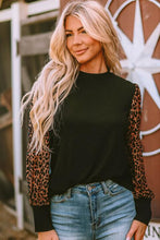Load image into Gallery viewer, Leopard Print Long Sleeve Ribbed Knit Blouse