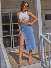 Load image into Gallery viewer, Button Down Denim Skirt