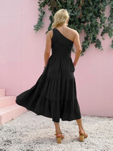 Load image into Gallery viewer, Smocked Single Shoulder Sleeveless Dress
