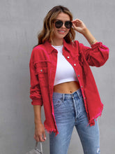 Load image into Gallery viewer, Distressed Drop Shoulder Denim Jacket