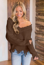 Load image into Gallery viewer, Frayed Hem Dropped Shoulder Sweater