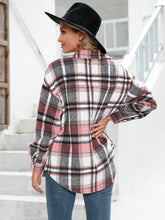 Load image into Gallery viewer, Meet You Outside Plaid Button Down Curved Hem Shacket